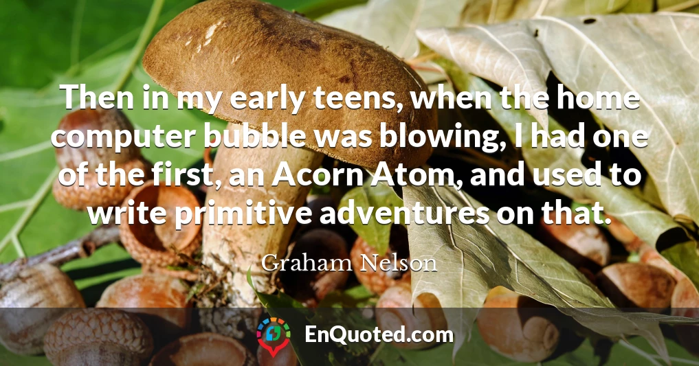 Then in my early teens, when the home computer bubble was blowing, I had one of the first, an Acorn Atom, and used to write primitive adventures on that.