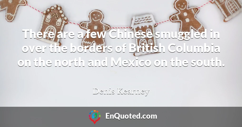 There are a few Chinese smuggled in over the borders of British Columbia on the north and Mexico on the south.