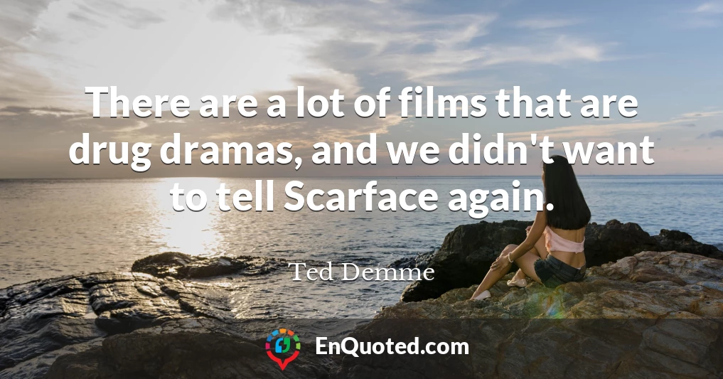 There are a lot of films that are drug dramas, and we didn't want to tell Scarface again.