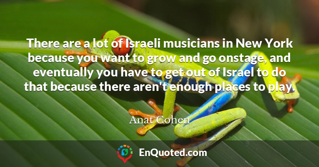 There are a lot of Israeli musicians in New York because you want to grow and go onstage, and eventually you have to get out of Israel to do that because there aren't enough places to play.