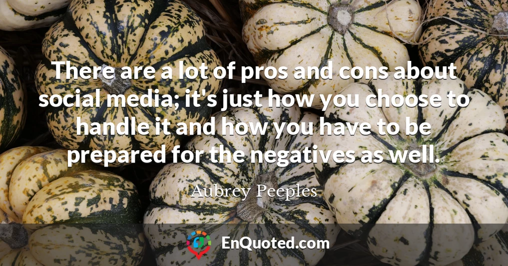There are a lot of pros and cons about social media; it's just how you choose to handle it and how you have to be prepared for the negatives as well.