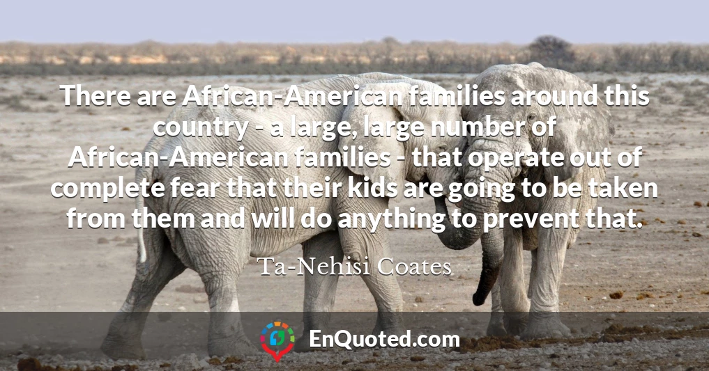 There are African-American families around this country - a large, large number of African-American families - that operate out of complete fear that their kids are going to be taken from them and will do anything to prevent that.