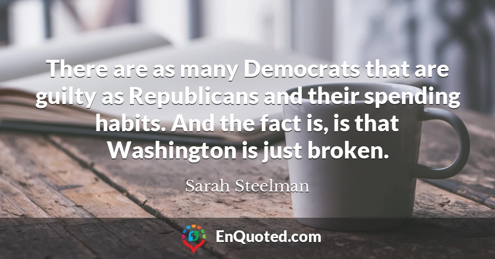 There are as many Democrats that are guilty as Republicans and their spending habits. And the fact is, is that Washington is just broken.