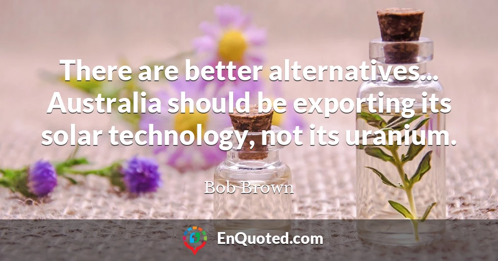 There are better alternatives... Australia should be exporting its solar technology, not its uranium.