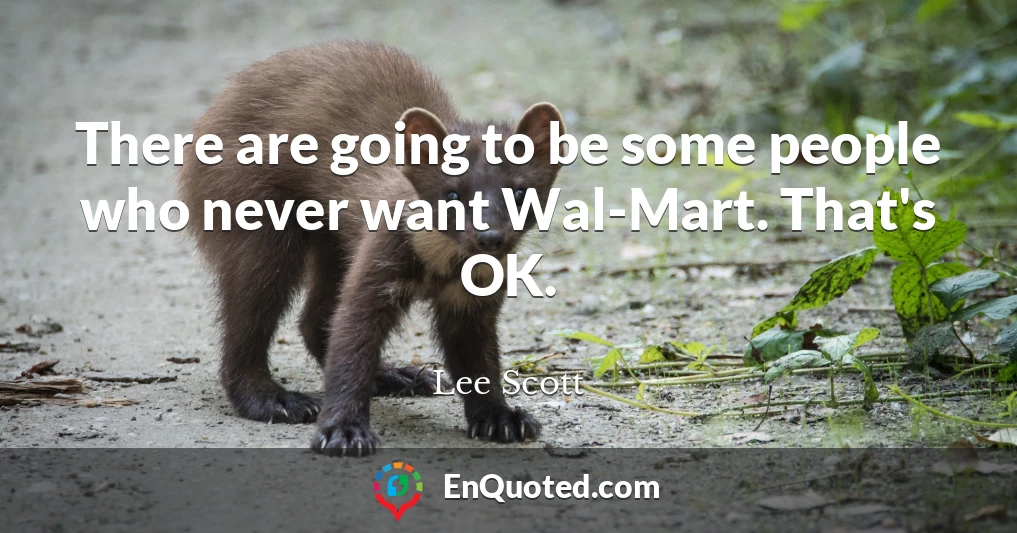 There are going to be some people who never want Wal-Mart. That's OK.