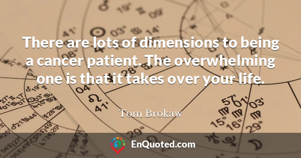 There are lots of dimensions to being a cancer patient. The overwhelming one is that it takes over your life.