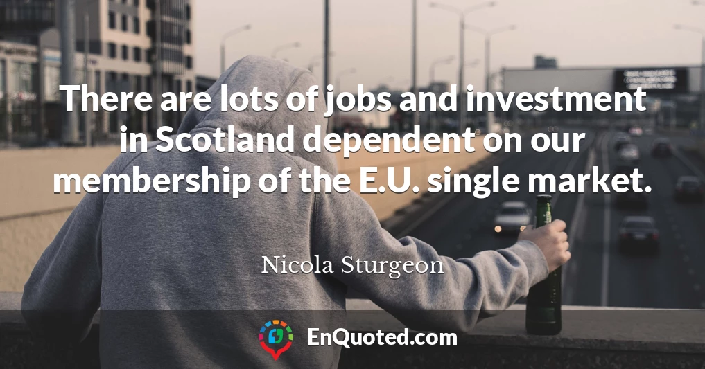 There are lots of jobs and investment in Scotland dependent on our membership of the E.U. single market.