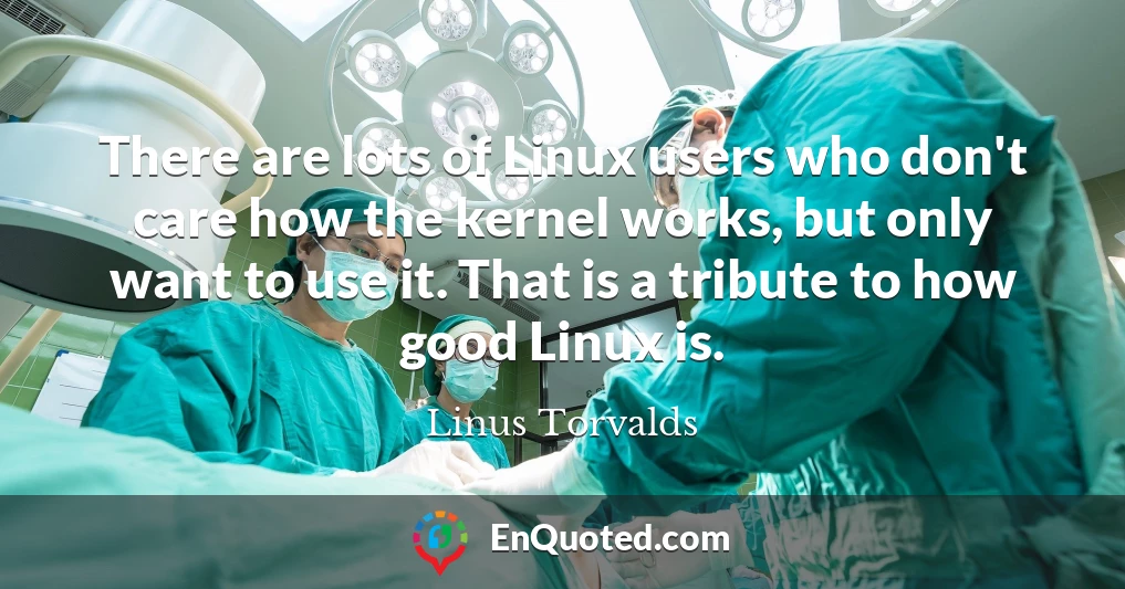 There are lots of Linux users who don't care how the kernel works, but only want to use it. That is a tribute to how good Linux is.