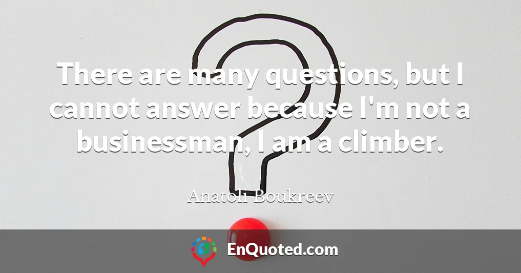 There are many questions, but I cannot answer because I'm not a businessman, I am a climber.
