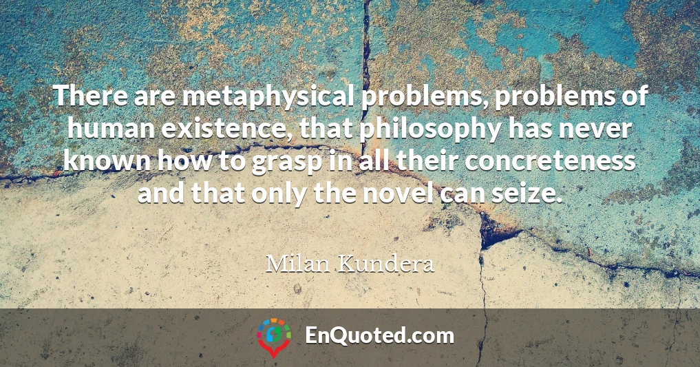 There are metaphysical problems, problems of human existence, that philosophy has never known how to grasp in all their concreteness and that only the novel can seize.