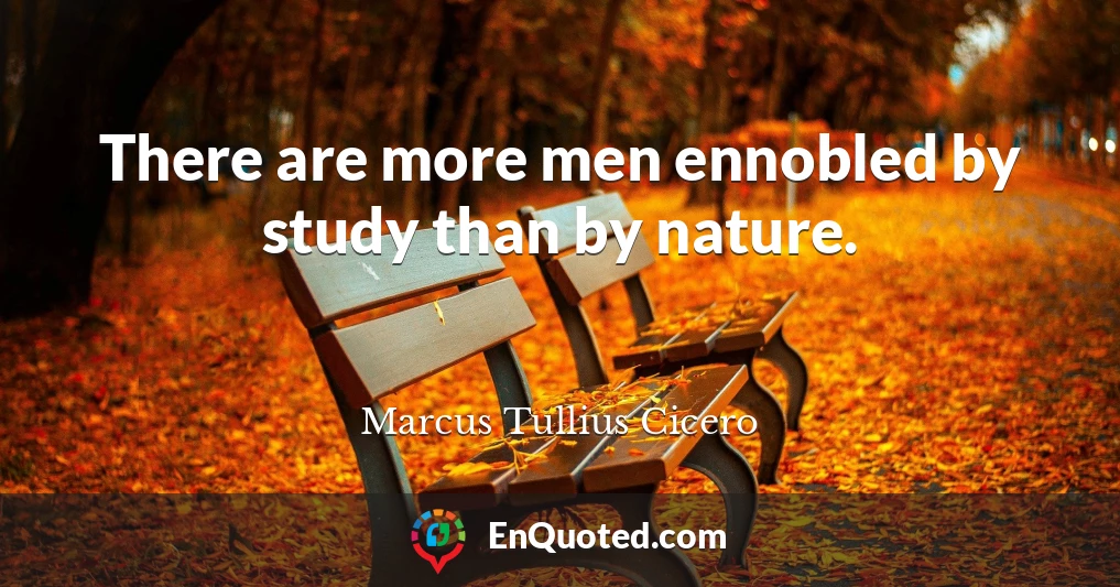 There are more men ennobled by study than by nature.