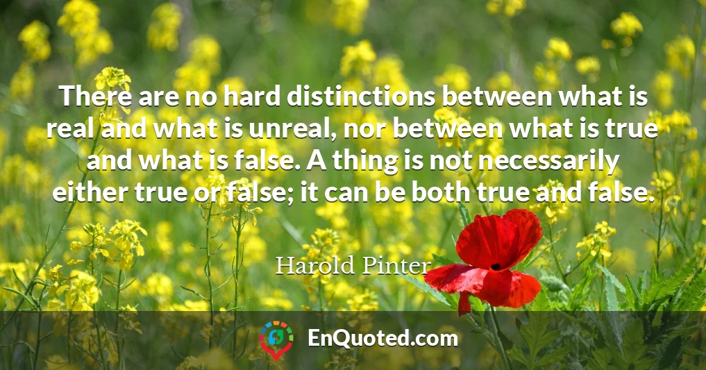 There are no hard distinctions between what is real and what is unreal, nor between what is true and what is false. A thing is not necessarily either true or false; it can be both true and false.