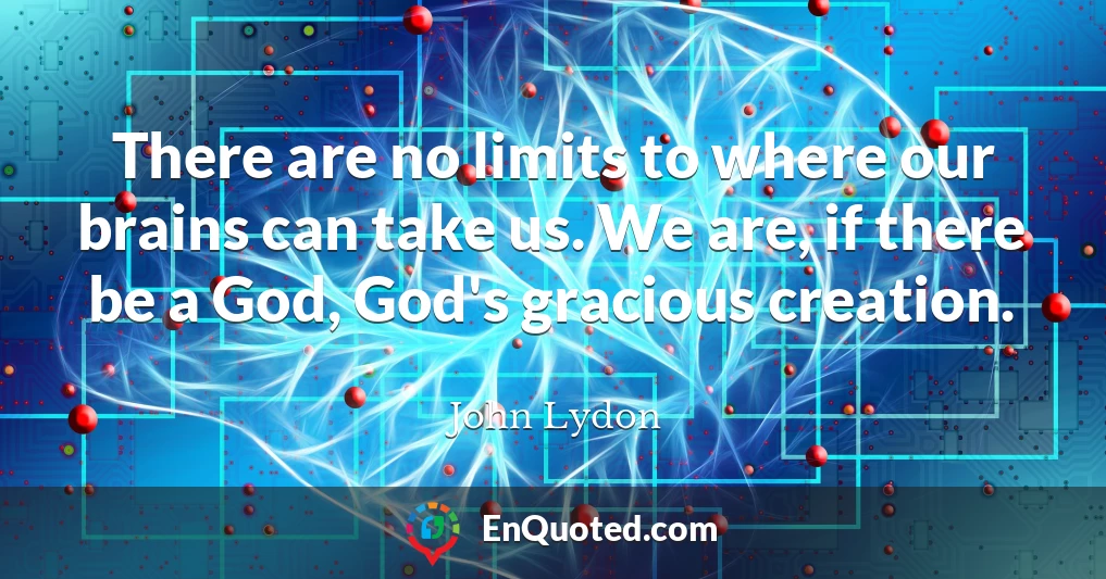 There are no limits to where our brains can take us. We are, if there be a God, God's gracious creation.