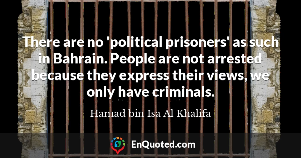 There are no 'political prisoners' as such in Bahrain. People are not arrested because they express their views, we only have criminals.