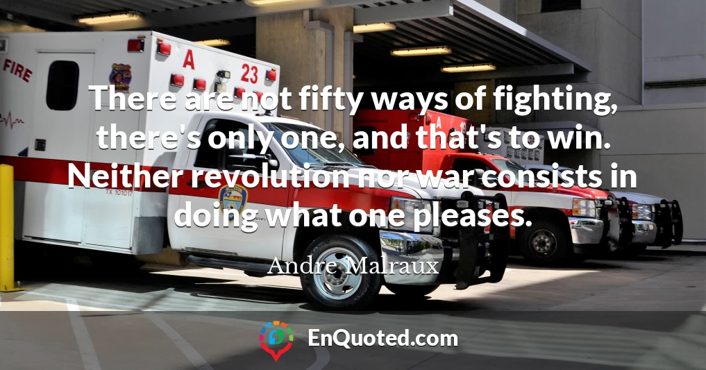 There are not fifty ways of fighting, there's only one, and that's to win. Neither revolution nor war consists in doing what one pleases.