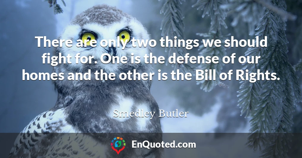 There are only two things we should fight for. One is the defense of our homes and the other is the Bill of Rights.