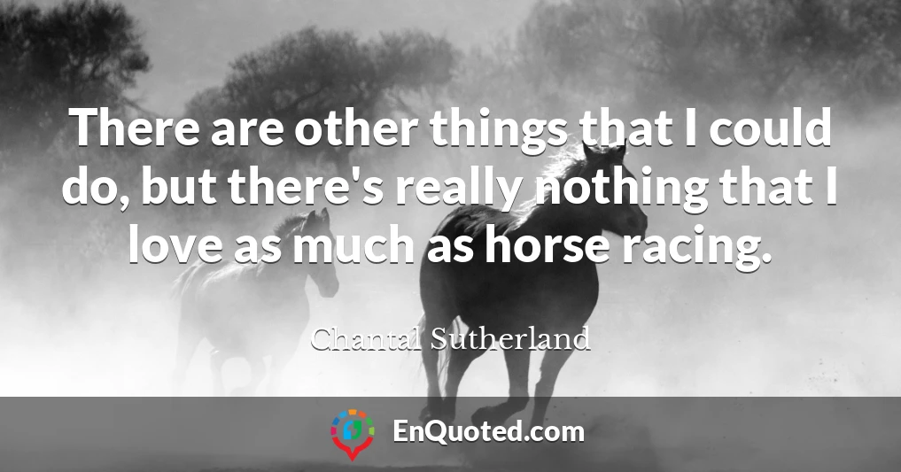 There are other things that I could do, but there's really nothing that I love as much as horse racing.