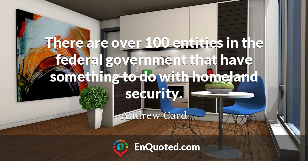 There are over 100 entities in the federal government that have something to do with homeland security.