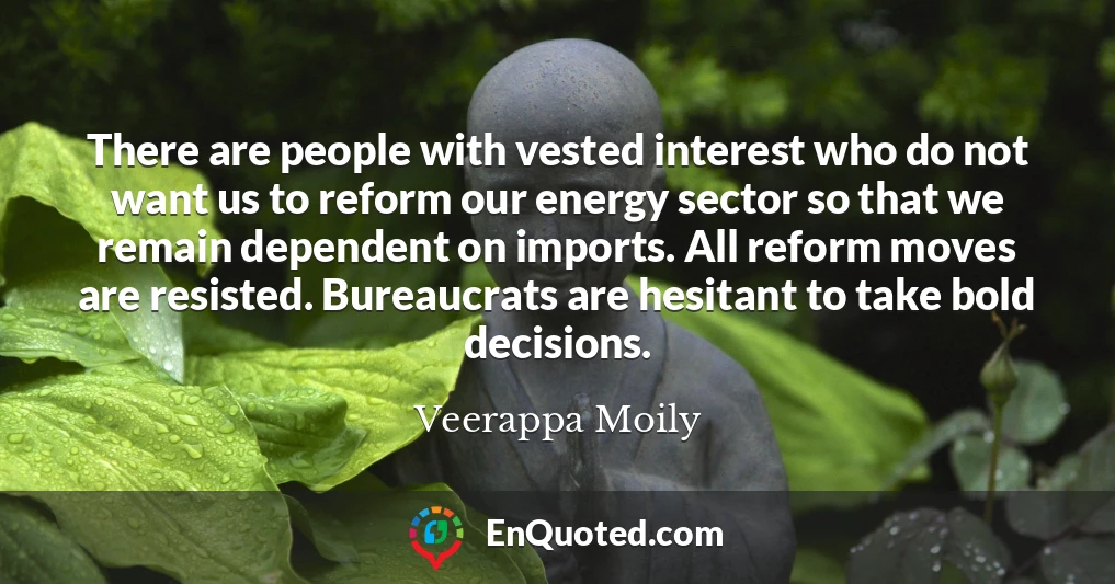 There are people with vested interest who do not want us to reform our energy sector so that we remain dependent on imports. All reform moves are resisted. Bureaucrats are hesitant to take bold decisions.