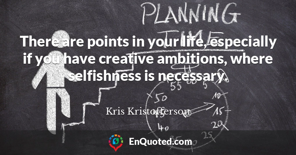 There are points in your life, especially if you have creative ambitions, where selfishness is necessary.