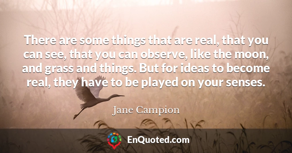 There are some things that are real, that you can see, that you can observe, like the moon, and grass and things. But for ideas to become real, they have to be played on your senses.