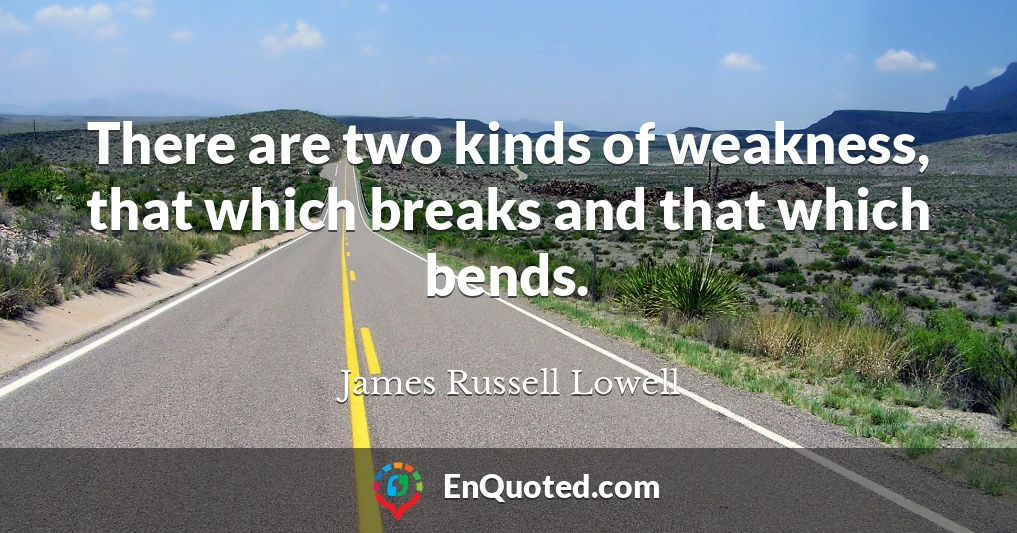 There are two kinds of weakness, that which breaks and that which bends.