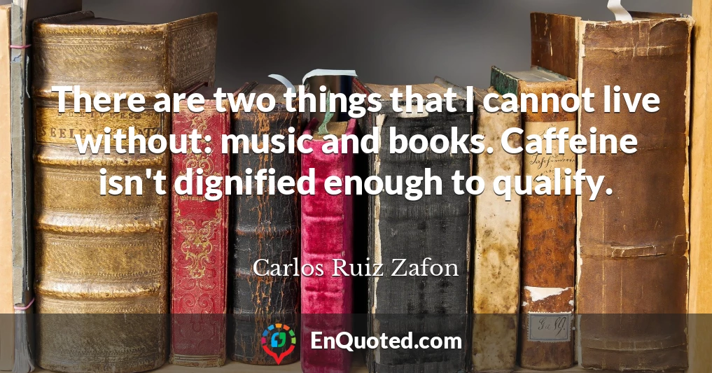 There are two things that I cannot live without: music and books. Caffeine isn't dignified enough to qualify.