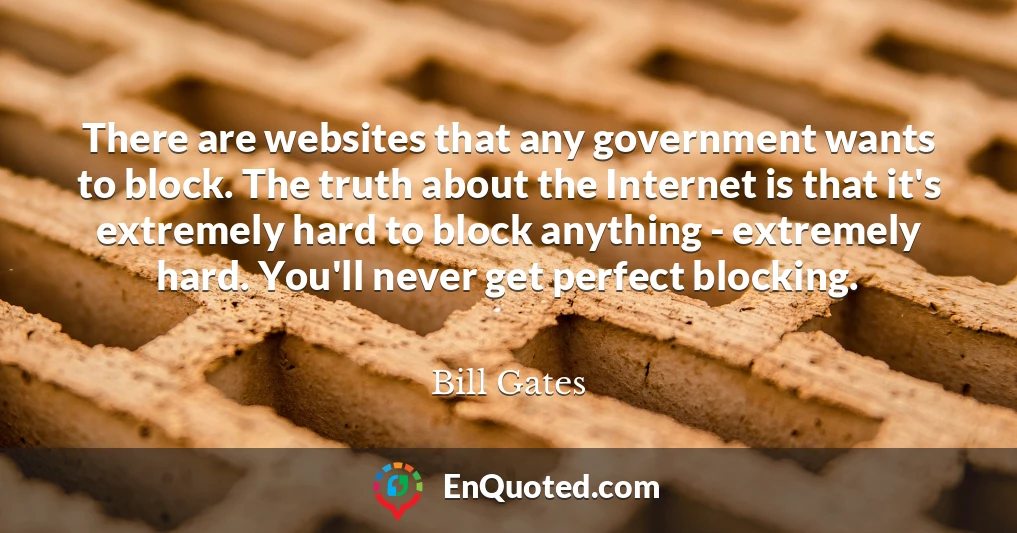 There are websites that any government wants to block. The truth about the Internet is that it's extremely hard to block anything - extremely hard. You'll never get perfect blocking.