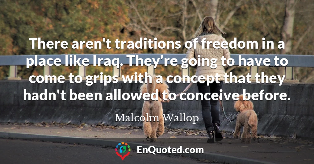 There aren't traditions of freedom in a place like Iraq. They're going to have to come to grips with a concept that they hadn't been allowed to conceive before.