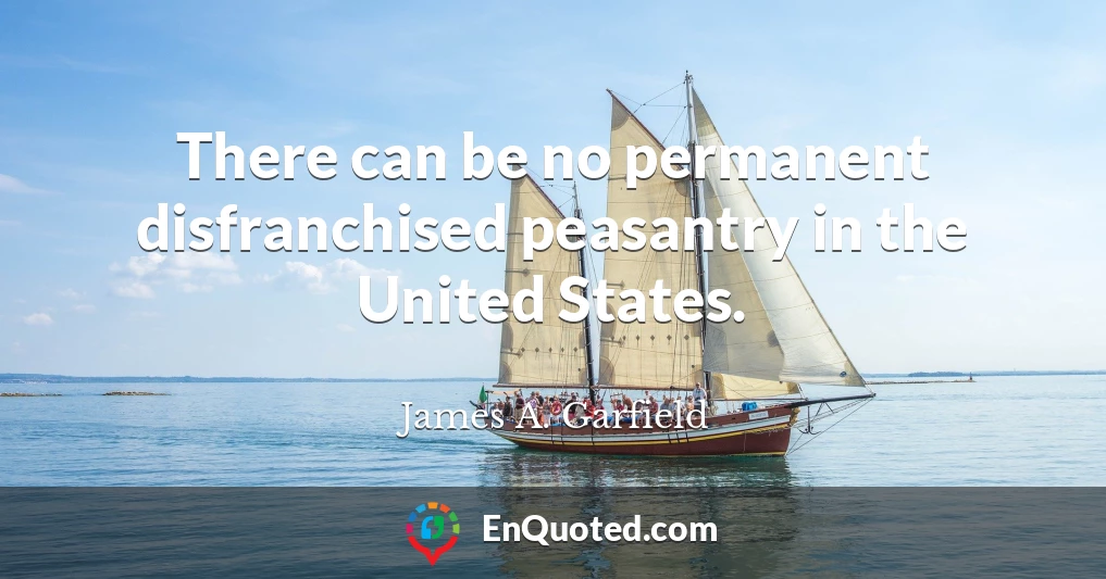 There can be no permanent disfranchised peasantry in the United States.