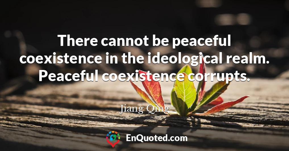 There cannot be peaceful coexistence in the ideological realm. Peaceful coexistence corrupts.