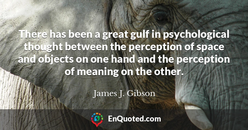 There has been a great gulf in psychological thought between the perception of space and objects on one hand and the perception of meaning on the other.