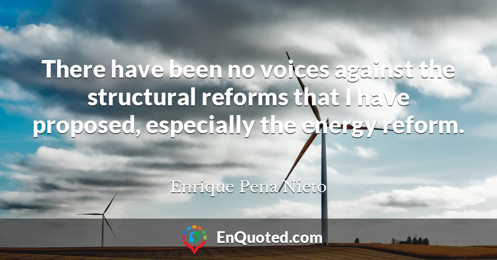 There have been no voices against the structural reforms that I have proposed, especially the energy reform.