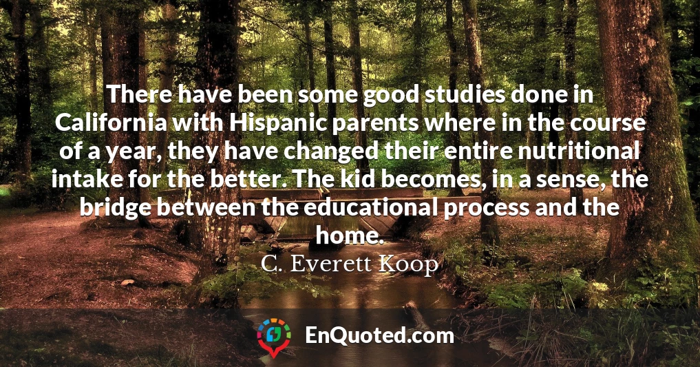 There have been some good studies done in California with Hispanic parents where in the course of a year, they have changed their entire nutritional intake for the better. The kid becomes, in a sense, the bridge between the educational process and the home.
