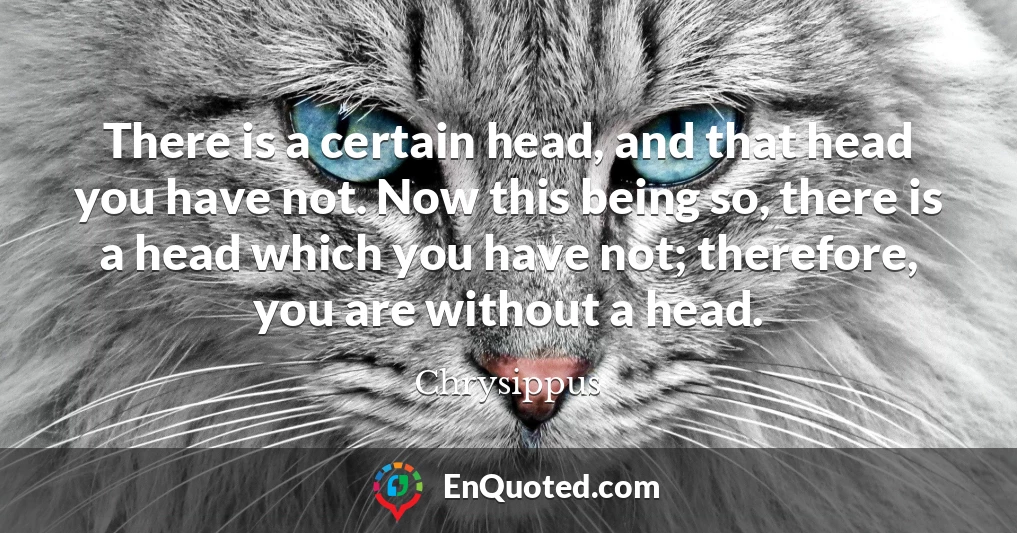 There is a certain head, and that head you have not. Now this being so, there is a head which you have not; therefore, you are without a head.