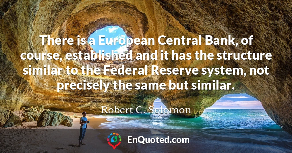 There is a European Central Bank, of course, established and it has the structure similar to the Federal Reserve system, not precisely the same but similar.