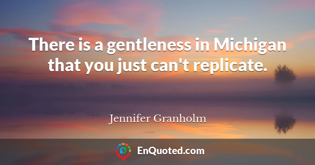 There is a gentleness in Michigan that you just can't replicate.