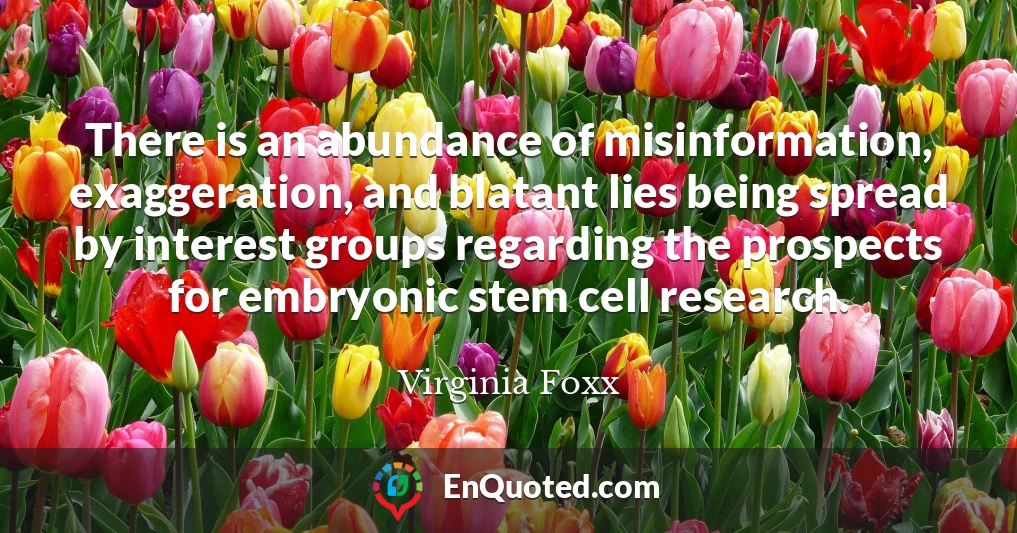 There is an abundance of misinformation, exaggeration, and blatant lies being spread by interest groups regarding the prospects for embryonic stem cell research.