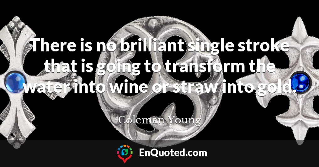 There is no brilliant single stroke that is going to transform the water into wine or straw into gold.