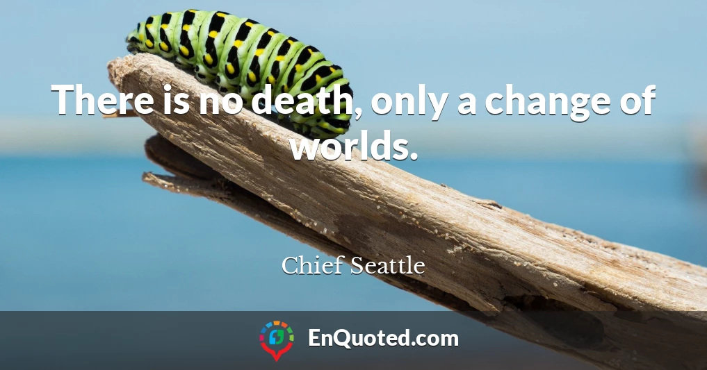 There is no death, only a change of worlds.