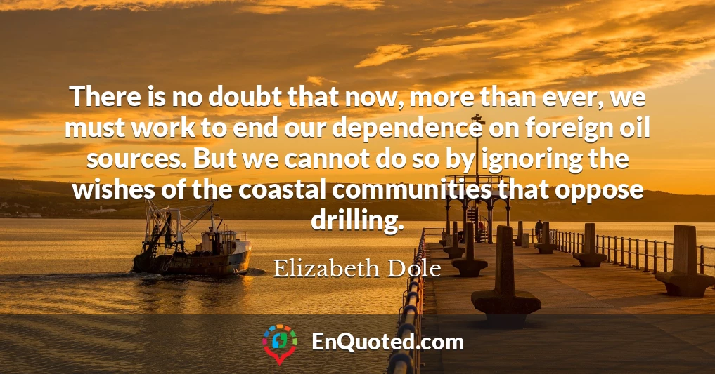 There is no doubt that now, more than ever, we must work to end our dependence on foreign oil sources. But we cannot do so by ignoring the wishes of the coastal communities that oppose drilling.