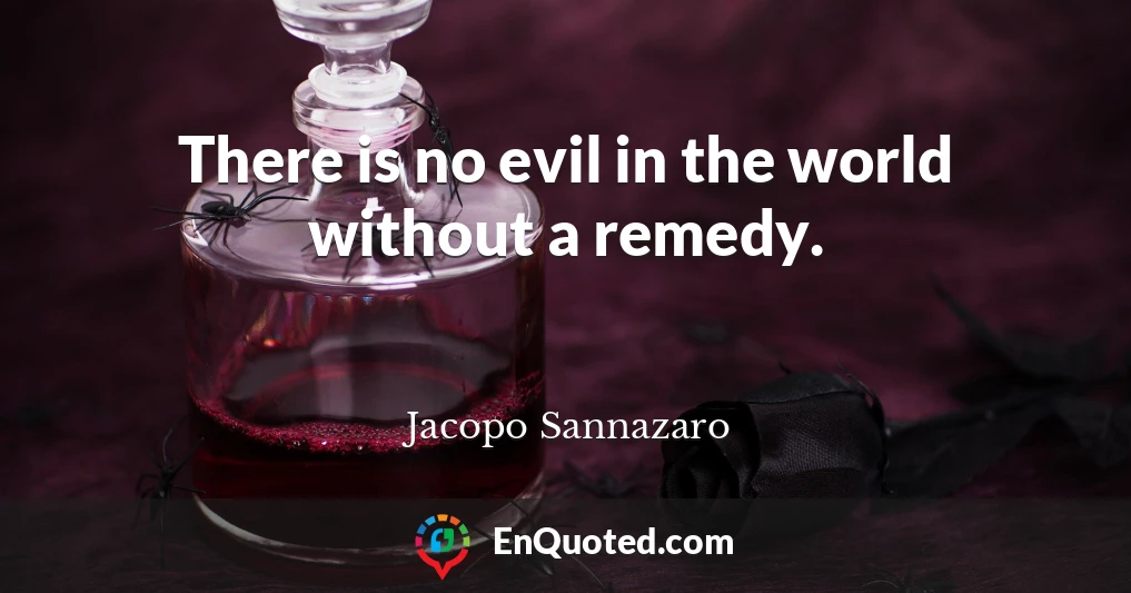 There is no evil in the world without a remedy.