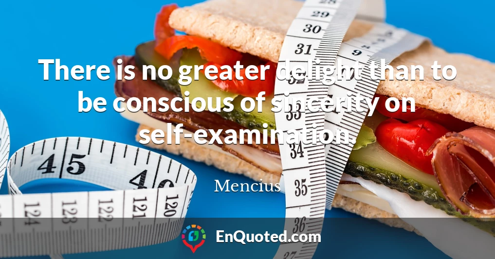 There is no greater delight than to be conscious of sincerity on self-examination.