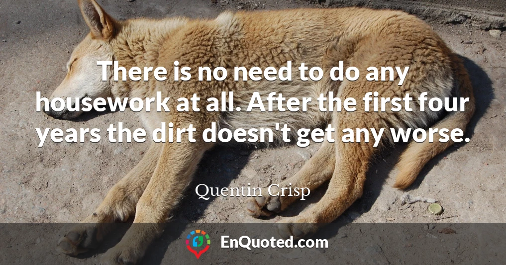 There is no need to do any housework at all. After the first four years the dirt doesn't get any worse.