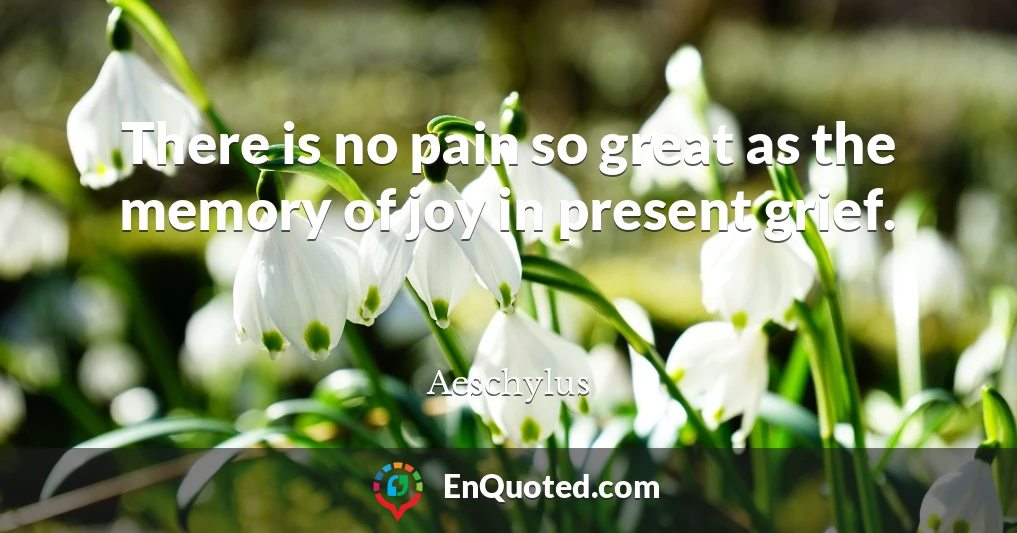 There is no pain so great as the memory of joy in present grief.