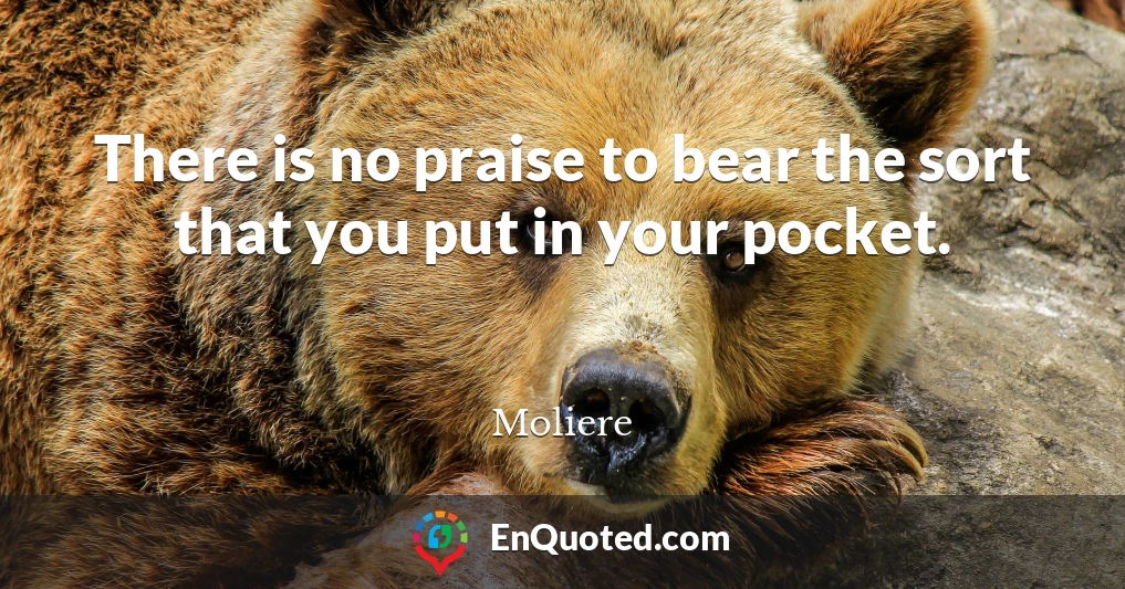 There is no praise to bear the sort that you put in your pocket.