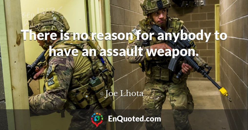 There is no reason for anybody to have an assault weapon.