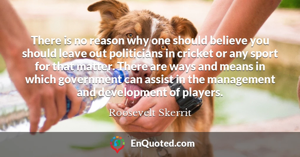 There is no reason why one should believe you should leave out politicians in cricket or any sport for that matter. There are ways and means in which government can assist in the management and development of players.