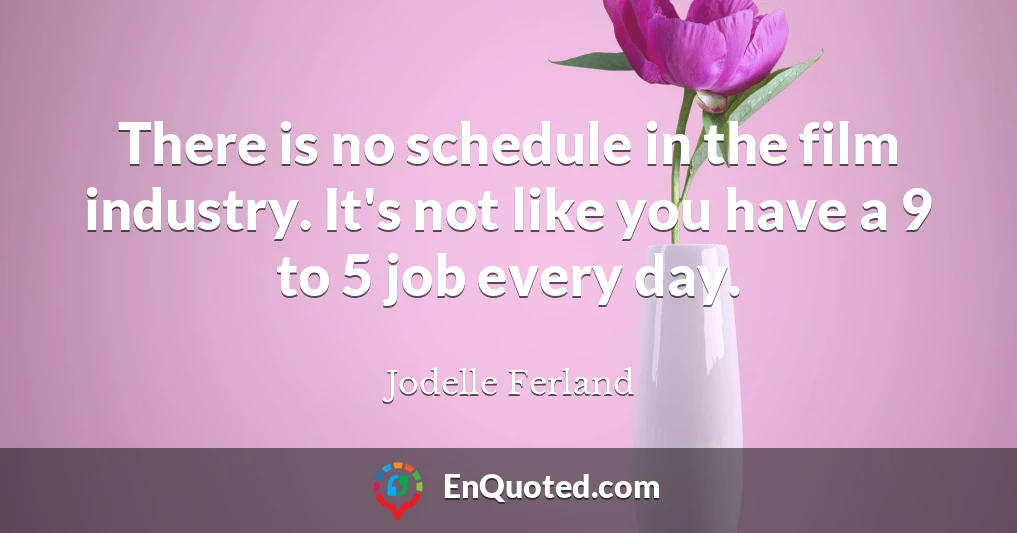 There is no schedule in the film industry. It's not like you have a 9 to 5 job every day.