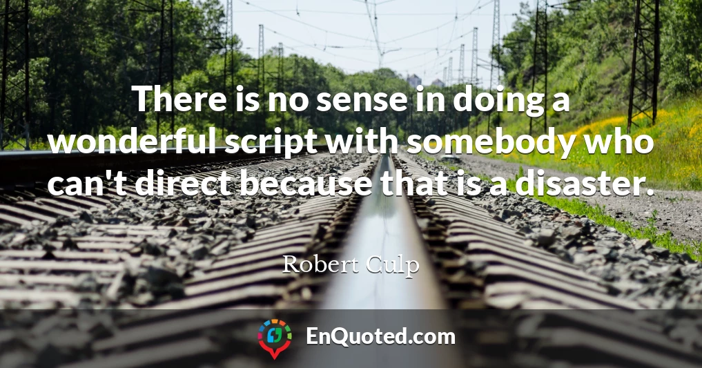 There is no sense in doing a wonderful script with somebody who can't direct because that is a disaster.